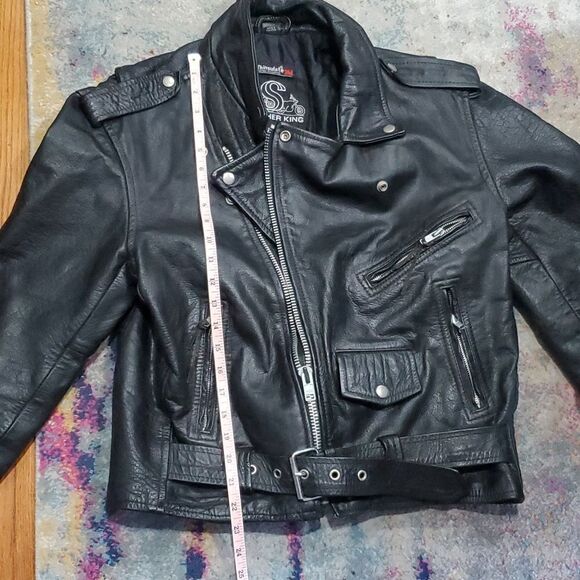 Vintage Leather King Motorcycle Jacket in Black Size M or 6/8 - Picture 11 of 16
